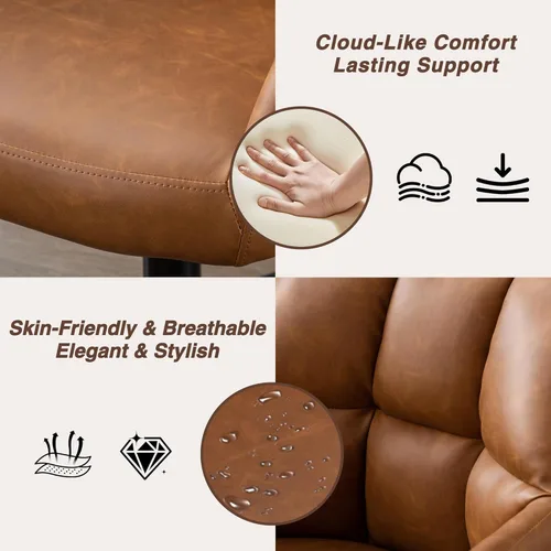 Miniatura 5 de HNY Silla de escritorio moderna de piel sintética, altura ajustable, cómoda silla giratoria de maquillaje con ruedas para sala de estar, computadora