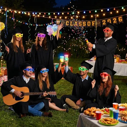 Miniatura 5 de Paquete de 24 lentes LED para niños, suministros de fiesta que brillan en la oscuridad, 6 luces LED, 6 formas, gafas de fiesta intermitentes