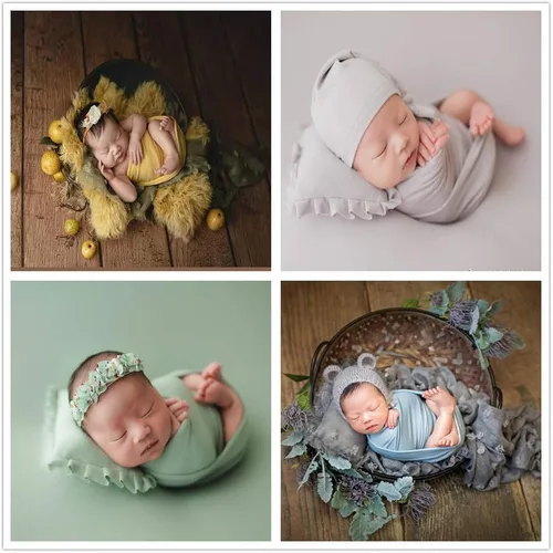 Miniatura 6 de Coberllus Accesorios de fotografía para recién nacidos, manta elástica sin arrugas para niños y niñas Azul