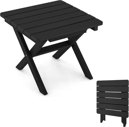 Giantex Mesa auxiliar plegable para exteriores, mesa Adirondack plegable de polietileno de alta densidad resistente a la intemperie, mesa auxiliar