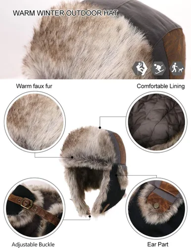 Miniatura 6 de Comhats Sombrero de trampero de caza de invierno para hombre Ushanka
