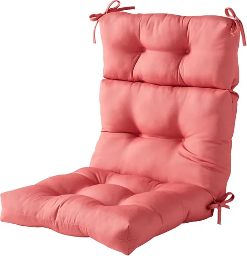 Miniatura 37 de Cojines para silla de respaldo alto para exteriores, diseño de asiento y respaldo con bisagras de una pieza, reversibles con 4 lazos, tela