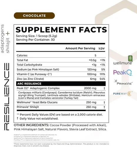 Miniatura 4 de Polvo de hongos resilience, melena de león, cordyceps, reishi, beta-glucanos, shilajit, zinc y vitamina C, apoya la energía, el cerebro