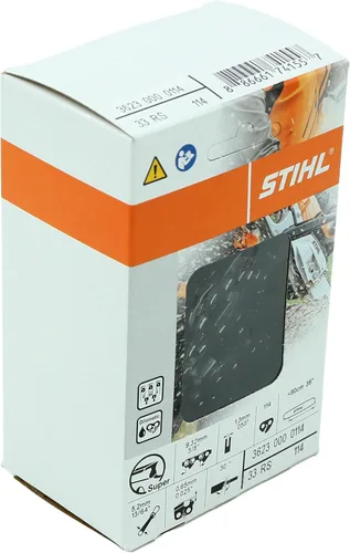 Stihl 33RS 114 - Cadena de sierra rápida, 3/8 pulgadas, 050 pulgadas, 114 transmisión, carrete de cadena, 3623-000-0114 36230000114 3623 000 0114