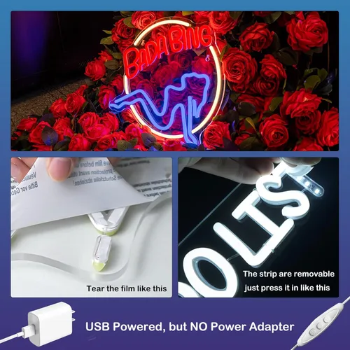 Miniatura 5 de Bada Bing Letreros de Neón LED Letrero para Dormitorio Mercancía de Los Soprano Letrero Luminoso Letrero de Luz de Neón con USB/Interruptor Operado