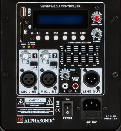 Miniatura 4 de Alphasonik PRO Venum Series V815BT V815BT 15 pulgadas 1000 vatios Altavoz DJ profesional alimentado por Bluetooth incorporado entradas USB AUX EQ