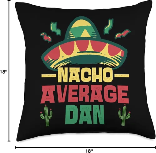 Miniatura 4 de Not Your Ordinary Name. Nacho Average Dan - Almohada (16 x 16 pulgadas), multicolor