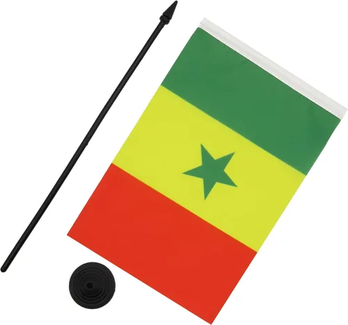 Miniatura 147 de AZ FLAG Sierra Leone Bandera de mesa 5'' x 8'' - Bandera de escritorio de Sierra Leona 21 x 14 cm - Bastón y base de plástico negro