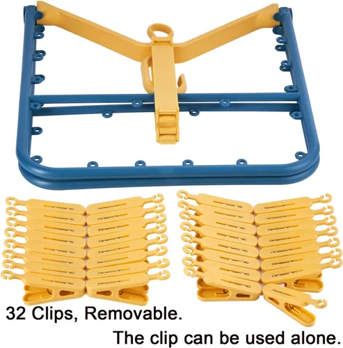 Miniatura 4 de Foshine Percha de goteo plegable de plástico con 32 clips de secado a prueba de viento, gancho para ropa interior, calcetines, brasieres, lencería
