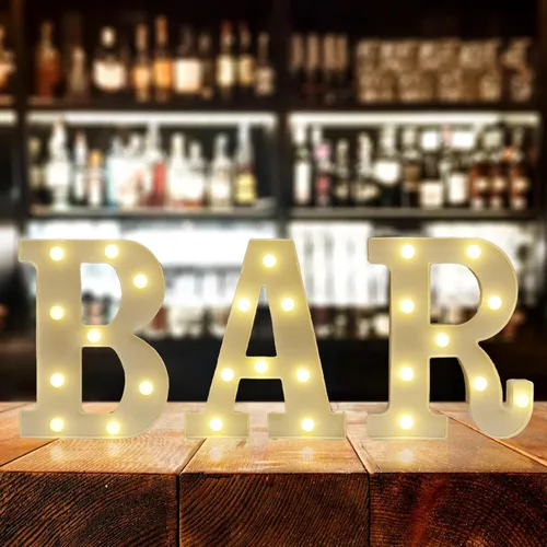 Miniatura 5 de Letrero de barra iluminado, letras LED de marquesina, funciona con pilas, para decoración de pub, hogar, bar, fiesta