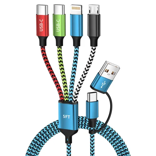 Miniatura 9 de Cable divisor USB C multi carga para múltiples dispositivos, cable de carga rápido 4 en 1, cable de carga de teléfono USB C trenzado con 4