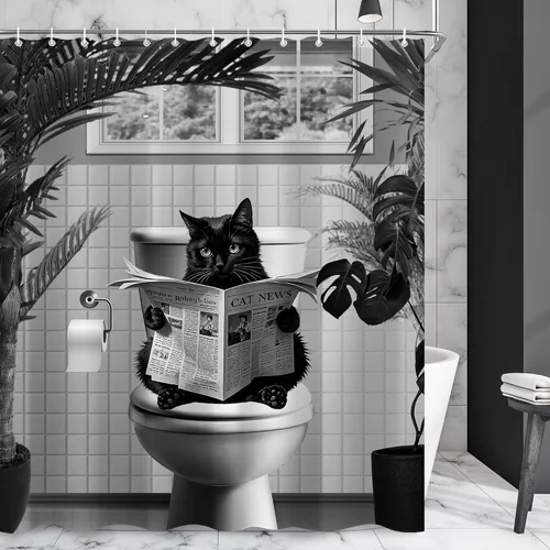 Miniatura 10 de Juego de cortinas de ducha inspiradoras de graffiti abstractas para baño, 60 pulgadas de ancho x 72 pulgadas de alto, divertidas cortinas de ducha