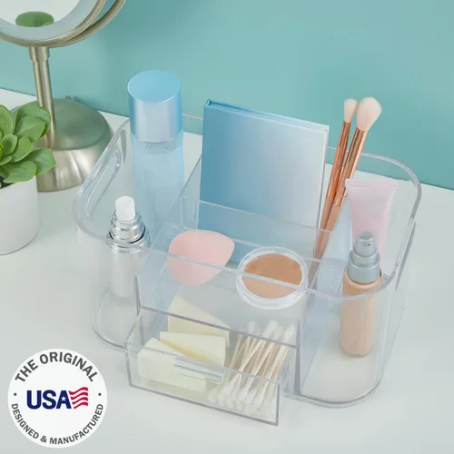 Miniatura 2 de STORi Bliss Organizador de Maquillaje Transparente para Encimera, Organizador de Baño Dividido y Cajón de Almacenamiento, Soporte para Brochas