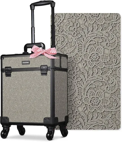 Miniatura 75 de BYOOTIQUE estuche rodante para maquillaje 4 en 1, con cerradura, maletín tipo trolley para cosméticos, con 4 ruedas extraíbles, organizador de viaje