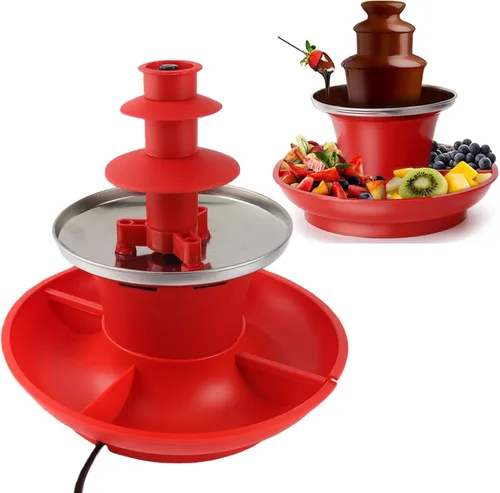 Fuente eléctrica de salsa de chocolate de 3 niveles, mini fondue de chocolate, máquina de fuente de salsa de chocolate para fiestas, Navidad, bodas,