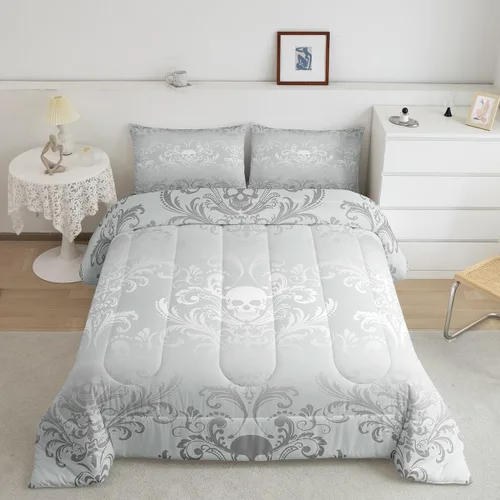 Miniatura 36 de Erosebridal - Juego de ropa de cama damascada negra para adultos, conjunto de edredón victoriano antiguo estilo barroco, tamaño queen, edredón Multi