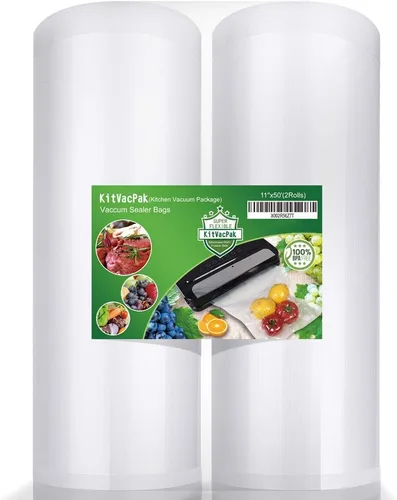 Paquete de 2 bolsas selladoras al vacío de 11 x 50, sin BPA y resistentes, bolsas de sellado al vacío de grado comercial compatibles con cualquier