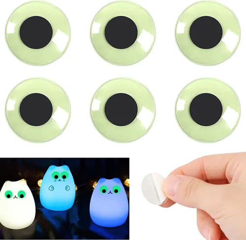 6 unidades de 1 pulgada que brillan en la oscuridad Googly Wiggle Eyes, PETKNOWS Google Eyes, autoadhesivas para manualidades, calcomanías
