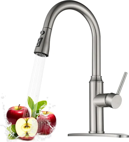 Miniatura 12 de Grifos de cocina con rociador extraíble, grifos para fregaderos de cocina, grifo de cocina cromado, mango único de acero inoxidable, 1 o 3 agujeros