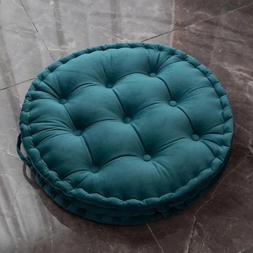 Miniatura 12 de MOJUN Almohada redonda de meditación, almohadas grandes para adultos, almohada redonda gruesa de terciopelo holandés con asa para yoga, sala de Azul