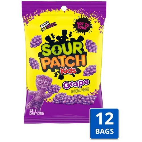 Miniatura 4 de SOUR PATCH KIDS Caramelos gomosos suaves y masticables de uva, caramelos a granel, bolsas de 12-8.02 onzas