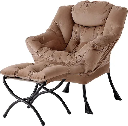 Miniatura 39 de Welnow - Silla perezosa con otomana, moderna silla de descanso con reposabrazos y bolsillo lateral, juego de sillón tapizado de ocio, sillón