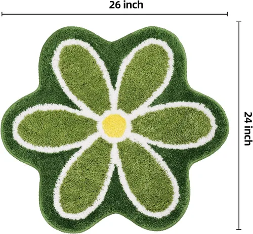 Miniatura 2 de TRUEDAYS Alfombra de baño de flores verdes para suelo de baño, pequeña alfombra de baño antideslizante de absorción de agua, alfombra de baño ultra