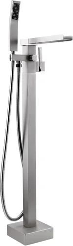 BAGNOLUX Grifo de bañera de latón macizo para montaje en el suelo, grifo de bañera independiente, relleno de bañera independiente, boquilla Brushed