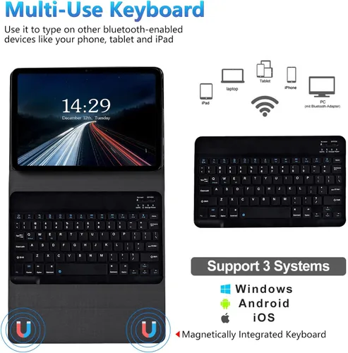 Miniatura 4 de Funda de teclado para Samsung Galaxy Tab S6 Lite 2022/2020, Galaxy Tab S6 Lite SM-P610/P613/P615/P619 con teclado Bluetooth inalámbrico desmontable