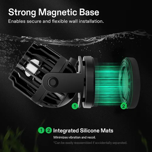 Miniatura 4 de VIVOSUN Aquarium Wave Maker, 3432GPH 40W Bomba de circulación con controlador y base de succión magnética, cabezal de potencia sumergible ajustable