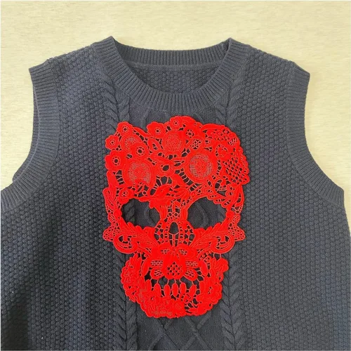 Miniatura 4 de 3 piezas de apliques de encaje de esqueleto, parches de calavera bordados de encaje para decoración de vestidos de costura Skull Set