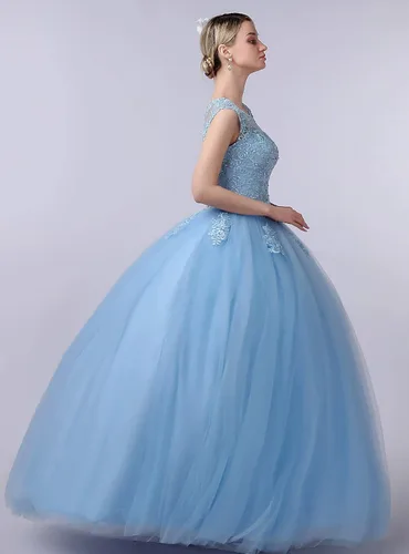 Miniatura 9 de CharmingBridal Vestidos de quinceañera de encaje con cuello barco, vestido de baile de princesa 2023