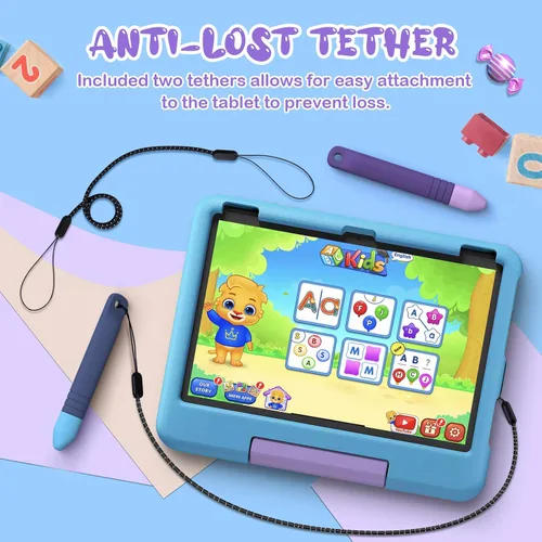 Miniatura 5 de Mixoo - Bolígrafos para pantallas táctiles con correas para niños, paquete de 2 lápices capacitivos antideslizantes para niños, compatible con iPad
