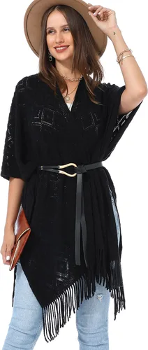 Miniatura 40 de Soul Young - Chal de punto para mujer, poncho con flecos y capa