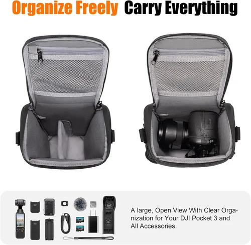 Miniatura 4 de Cwatcun Bolsa bandolera para cámara, pequeña, compacta, resistente al agua, para fotografía, compatible con Canon/Nikon/Sony, compartimento