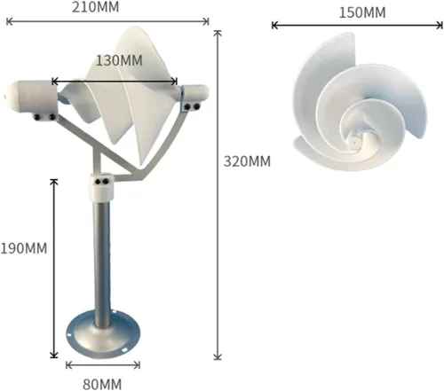 Miniatura 3 de Generador de energía eólica micro espiral de 10W DIY Generador de energía eólica blanca Modelo generador de imán permanente Modelo Breeze Starter