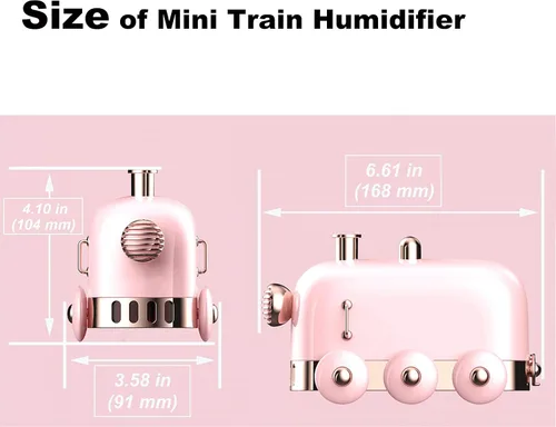 Miniatura 4 de Mini humidificador portátil, 10.1 fl oz, lindo tren pequeño, difusor de niebla fría para escritorio/oficina/dormitorio, ultra silencioso, función