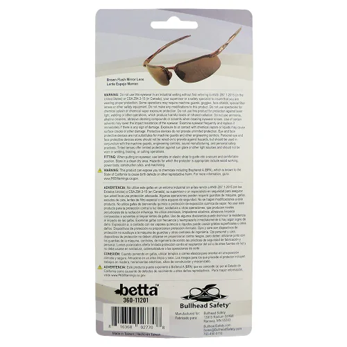 Miniatura 6 de Bullhead Safety Betta - Lentes de seguridad con protección contra la luz UV, lentes de luz azul con revestimiento antiarañazos, clasificación