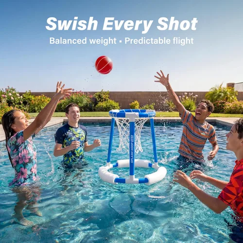 Miniatura 5 de GoSports Balones de baloncesto para piscina, paquete de 3, ideales para aros de baloncesto flotantes de agua, elige pelotas de baloncesto rojas