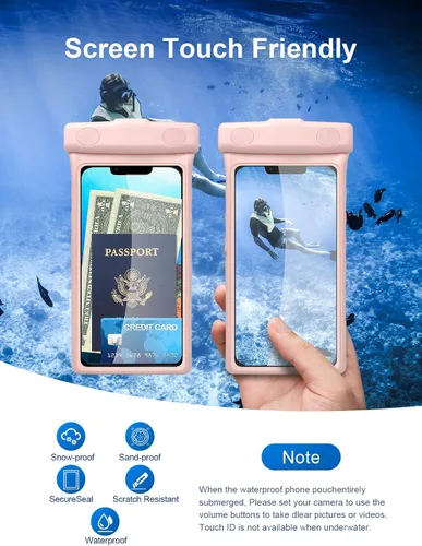 Miniatura 4 de wellhouse Funda impermeable para teléfono, funda impermeable para iPhone 17, 16, 15, 14, 13 Pro Max XS Samsung, IPX8 3D bolsa seca para teléfono