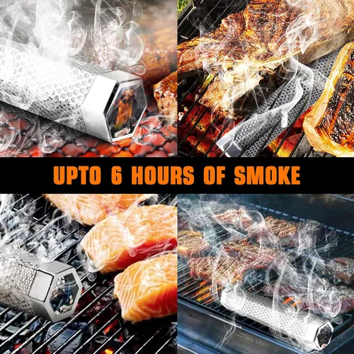 Miniatura 4 de Tubo de humo para pellets, ahumador de pellets de 12 pulgadas, además de estera de barbacoa de fibra de vidrio resistente al calor