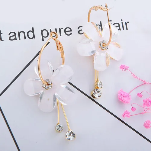 Miniatura 7 de 1 par de aretes colgantes con forma de gota y colgante, aretes colgantes florales con diamantes de imitación para mujeres, adolescentes, niñas