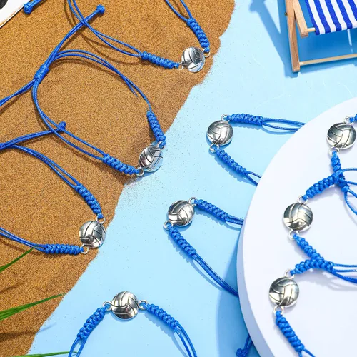Miniatura 52 de 20 pulseras de voleibol ajustables, cuerda trenzada con dije de voleibol para niñas, mujeres, hombres, adolescentes, la mayoría de jugadores