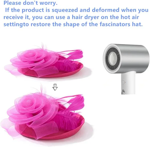 Miniatura 5 de SHUERIET Women's Fascinator Hat with Feathers Flowers,Headband Hair Clip for Weddings,Mesh Church Derby Tea Party