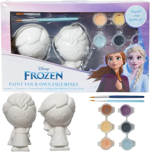Innovative Designs Disney Frozen DIY Paint Your Own Figurines Arts and Crafts Set for Girls - Elsa & Anna