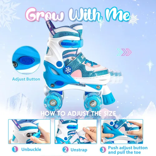 Miniatura 2 de SULIFEEL Rainbow Unicorn - Patines ajustables de 4 tamaños para niñas y niños de 3-5, 5-8, 6-12 años, patines para interiores y exteriores D Nieve