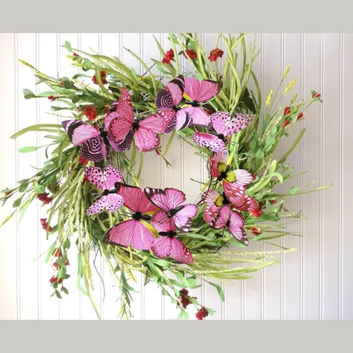 Miniatura 3 de Guirnalda de mariposa artificial, enredaderas decorativas de mariposa falsas, decoración colgante de mariposa única en 3D para pared del hogar, Rosa