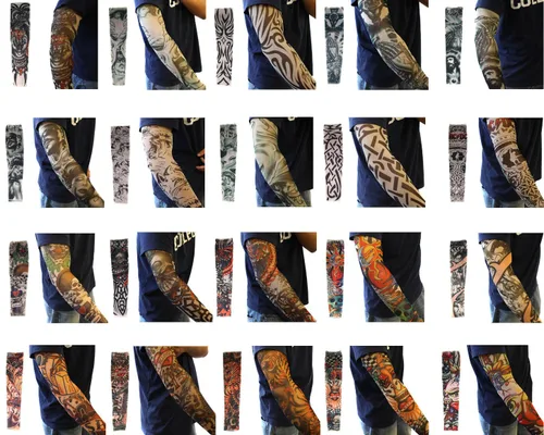 Paquete de 20 piezas de mangas de tatuaje temporales falsas de Monster Art Body Art Accesorios - Designs Tribal, Dragon, Skull, etc.