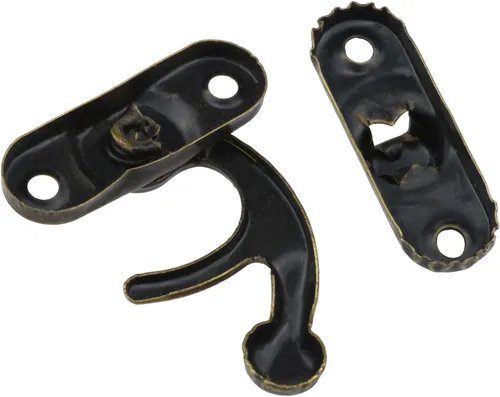 Miniatura 3 de 4 piezas de bronce Mini cierre de brazo oscilante de bronce Cierre de cerrojo antiguo adecuado para cajas de joyería, regalos, cajas de madera
