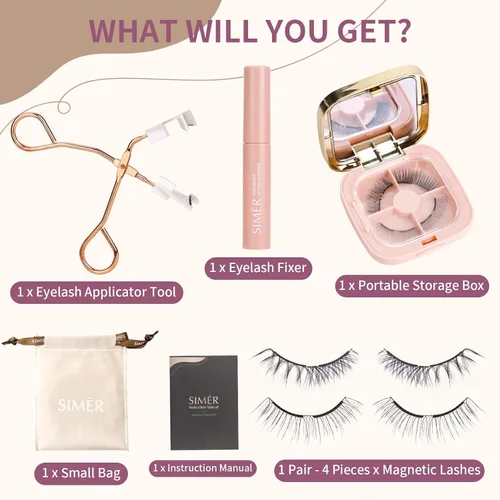 Miniatura 7 de Pestañas magnéticas sin delineador de ojos, pestañas de doble imán con aplicador, reutilizables 4D, no necesita delineador de ojos ni pegamento